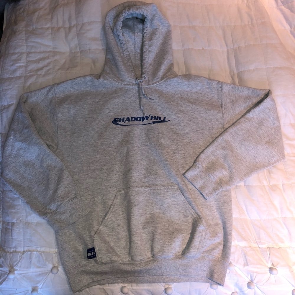 ✨SHADOW HILL✨Light grey hoodie with blue foil logo